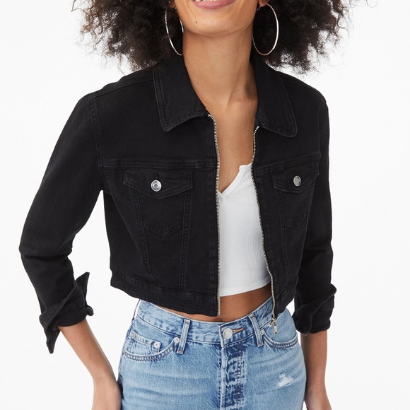 Aeropostale Black Crop Zipper Denim 